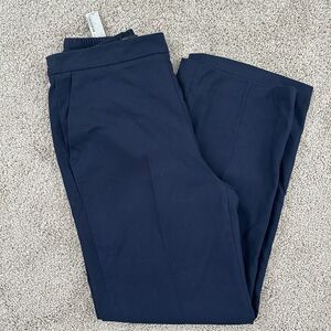 Navy Blue Zara flat front elastic waist pleated trouser